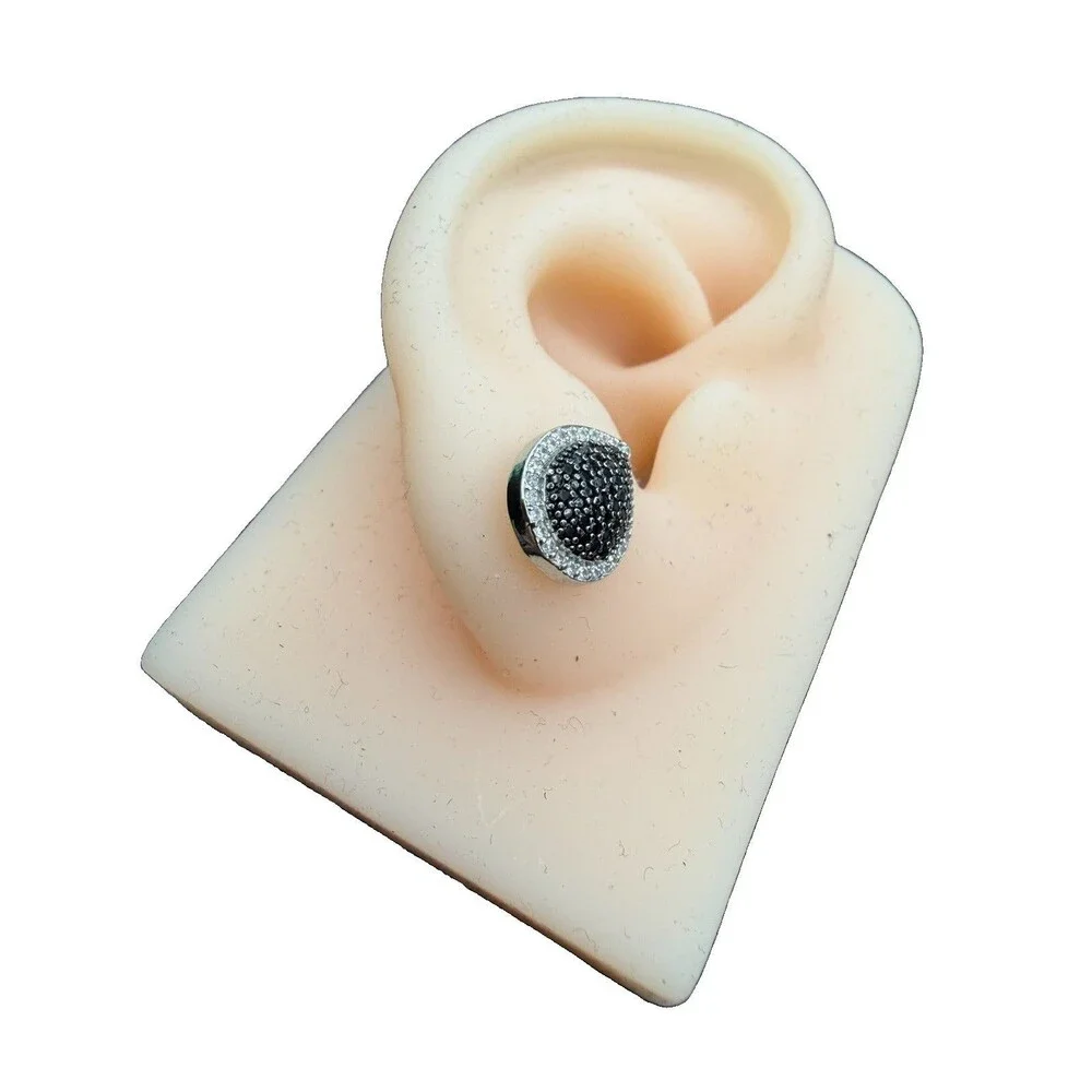 Midnight Pear 925 Silver Lab Created Black Diamond 2.29 Grams Butterfly Closure